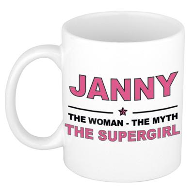 Janny cadeau mok - Woman Myth Supergirl - naam koffiemok - 300 ml - collega - moederdag