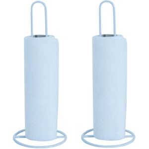 MSV Keukenrolhouder - 2x - 1 rol - metaal - wit - 31 x 12 cm   -