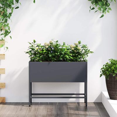 VidaXL Verhoogde tuin plantbak antraciet 60 x 26 x 45 cm staal