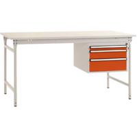 Manuflex BB5261.2001 Compleet bijzettafel basis stationair met melamine schijf + behuizing onderbouw, bxdxh: 1000 x 800 x 780 mm Rood-oranje (RAL 2001) - thumbnail