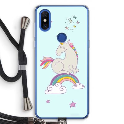 Regenboog eenhoorn: Xiaomi Mi Mix 3 Transparant Hoesje met koord