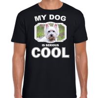 West terrier honden t-shirt my dog is serious cool zwart voor heren - thumbnail