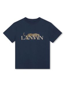 Lanvin Enfant t-shirt en coton à imprimé léopard - Bleu