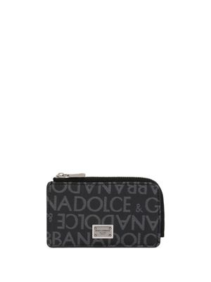 Dolce & Gabbana portefeuille zippé à logo en jacquard - Noir