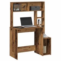 Bureau met schappen 100x45x140 cm bewerkt hout oud houtkleurig Bureau met schappen 100x45x140 cm bewerkt hout oud houtkleurig