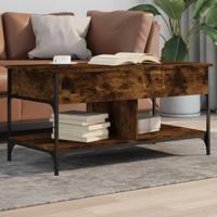 Salontafel 100x50x50 cm bewerkt hout en metaal gerookt eiken - thumbnail