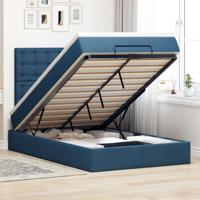 Ottoman bed met matras en LED's 120x200cm stof blauw