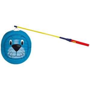 Lampionstokje 50 cm - met zeehond lampion - blauw - D22 cm