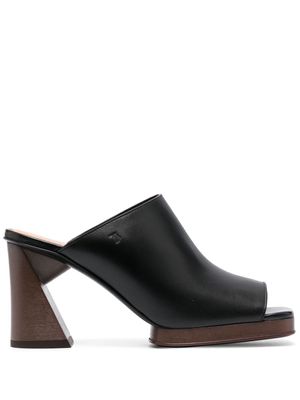 Tod's mules en cuir à plateforme 95 mm - Noir