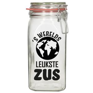 Cadeau voorraadpot - zus - glas - 12 x 7 cm - 1,5 liter - verjaardag - snoeppot