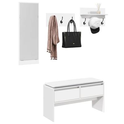 4-delige Garderobe set bewerkt hout wit