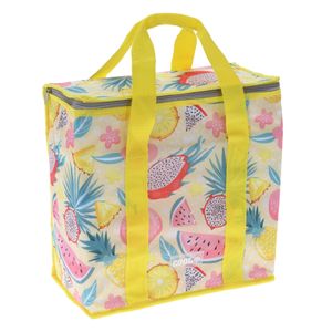 Medium size koeltas voor lunch Hawaii beach thema geel/creme 34 x 16 x 36 cm 16 liter