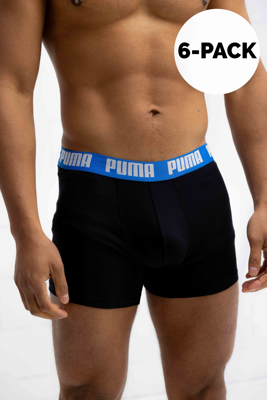 Puma Everyday Basic Boxershort Heren 6-Pack Zwart/Blauw/Rood - Maat S - Kleur: RoodZwartBlauw | Soccerfanshop