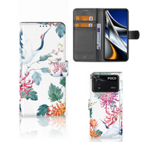 Xiaomi Poco X4 Pro 5G Telefoonhoesje met Pasjes Bird Flowers - thumbnail