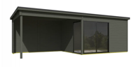 Blokhut Olivia 385x295 Aanbouw Green Grey - Outdoor life