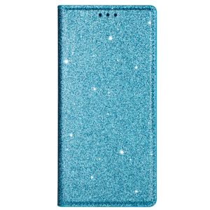 Xiaomi Redmi 10C hoesje - Bookcase - Pasjeshouder - Portemonnee - Glitter - TPU - Blauw