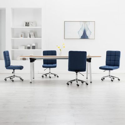 vidaXL Eetkamerstoelen 4 st stof blauw vidaXL Eetkamerstoelen 4 st stof blauw