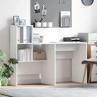 Bureau met plank Wit 131,5 x 50 x 106,5 cm Bewerkt hout