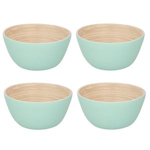 4x Bamboehouten chips schaaltje pastelgroen 12 cm   -