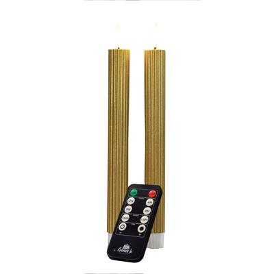 LED dinerkaarsen - 2x st - goud - ribbel - 23 cm - met afstandsbediening