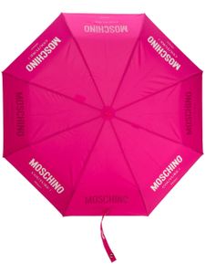 Moschino parapluie compact à logo imprimé - Rose