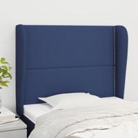 Hoofdbord met randen 93x23x118/128 cm stof blauw