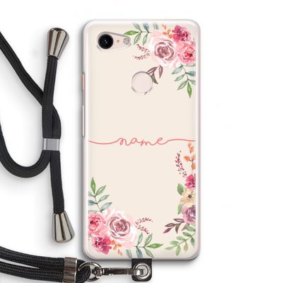 Rozen: Pixel 3 Transparant Hoesje met koord
