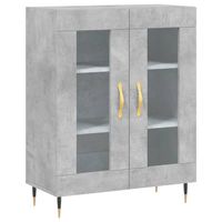 The Living Store Dressoir Betongrijs - Bewerkt hout - Metaal - Glas - 69.5 x 34 x 90 cm - thumbnail