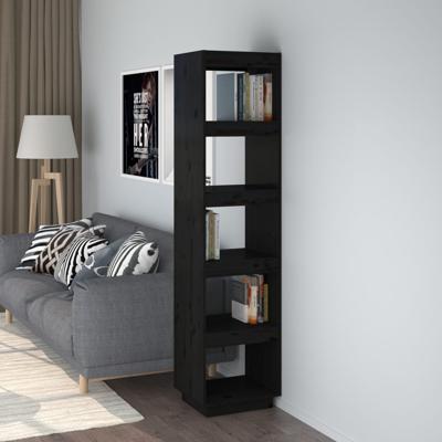 Boekenkast/kamerscherm 40x35x167 cm massief grenenhout zwart