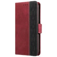 Samsung Galaxy A22 5G hoesje - Bookcase - Pasjeshouder - Portemonnee - Patroon - Kunstleer - Donkerrood/Zwart