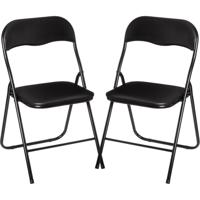 5Five Klapstoel met pvc zitting - 4x stuks - zwart - 44 x 48 x 79 cm - metaal