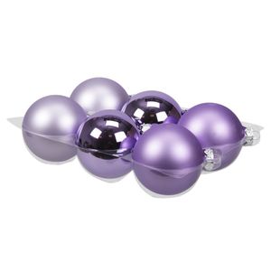 6x stuks glazen kerstballen amethyst paars 8 cm mat/glans