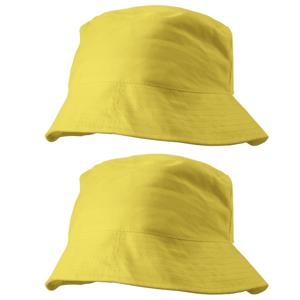 Zonnehoedje/vissershoedjes voor volwassenen - 2x stuks - geel - 100% katoen - Zon bescherming