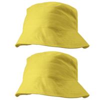 Zonnehoedje/vissershoedjes voor volwassenen - 2x stuks - geel - 100% katoen - Zon bescherming
