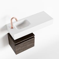 Toiletmeubel Mondiaz Andor | 80 cm | Meubelkleur Dark brown | Lex vrijhangend wastafel Talc Links | 1 kraangat