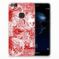 Silicone Back Case Huawei P10 Lite Angel Skull Rood