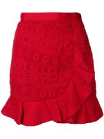 Self-Portrait asymmetric ruffled dress - Rouge