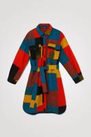 Lange loose fit wollen jas met diverse kleuren - YELLOW - L