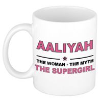 Naam cadeau mok/ beker Aaliyah The woman, The myth the supergirl 300 ml   -