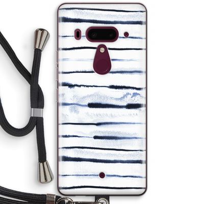 Ink Stripes: HTC U12+ Transparant Hoesje met koord