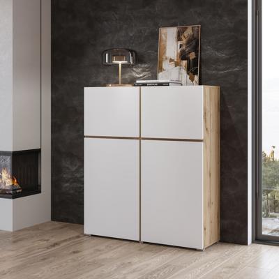 Home365 Opbergkast Crotone - 4-deurs - Wotan Eiken / Wit