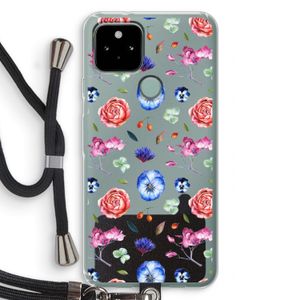 Bloemetjes: Pixel 5 Transparant Hoesje met koord