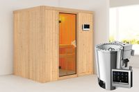 Karibu | Fanja Sauna | Bronzeglas Deur | Biokachel 3,6 kW Externe Bediening - thumbnail