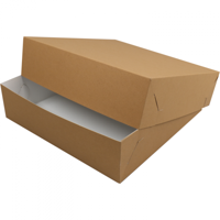 Gebaksdoos 34x34x9cm bruin kraft zwanenhals 50 stuks