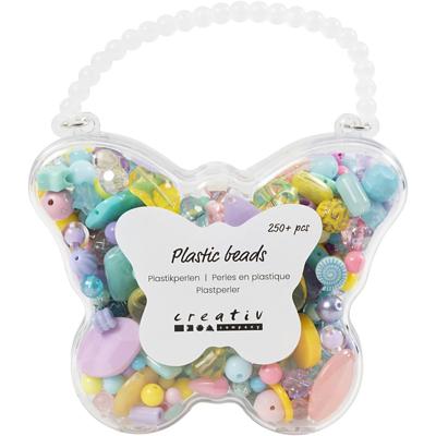 Creativ Company Plastic kralen, d 5-35 mm, gatgrootte 1-8 mm, diverse kleuren, 193 gr, 300 ml/ 1 doos