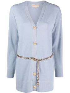 Michael Michael Kors cardigan nervuré à détails de chaînes - Bleu