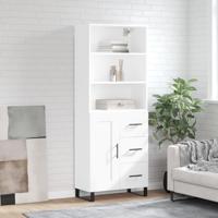 Hoge kast 69,5x34x180 cm bewerkt hout wit