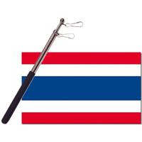 Landen vlag Thailand - 90 x 150 cm - met compacte draagbare telescoop vlaggenstok - supporters - thumbnail