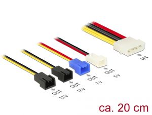 DeLOCK Voedingskabel Molex 4 pin male > 4 x 2 pin fan kabel