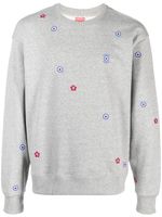 Kenzo floral-embroidered cotton sweatshirt - Gris - thumbnail